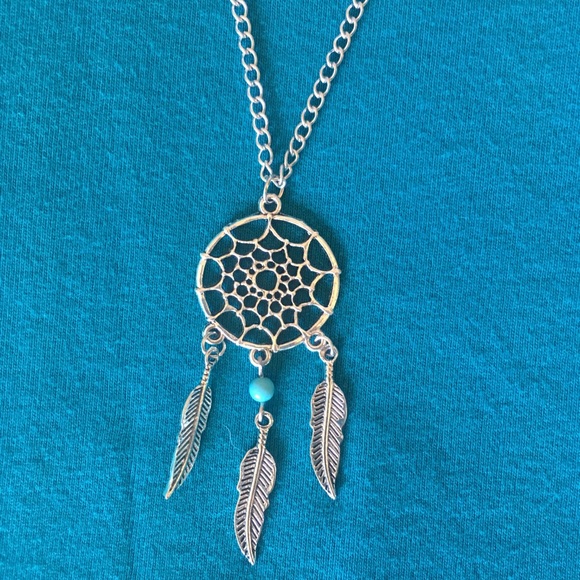 NWT Dream catcher necklace silver and turquoise, Boho Western, with silver chain - Picture 4 of 4